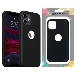 COVER PROTEZIONE APPLE IPHONE 12 PRO MAX - SOFT SILICONE NERO (CON FORO PER IL LOGO)