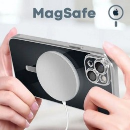 COVER PROTEZIONE APPLE IPHONE 12 PRO MAX - MAGSAFE TPU TRASPARENTE/SILVER (CON PROTEZIONE FOTOCAMERA)