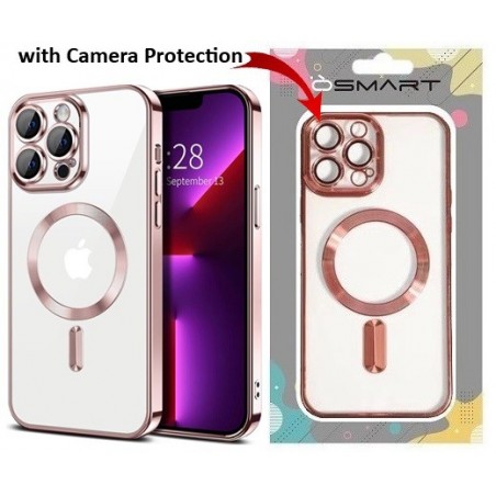 COVER PROTEZIONE APPLE IPHONE 12 PRO MAX - MAGSAFE TPU TRASPARENTE/ROSA GOLD (CON PROTEZIONE FOTOCAMERA)