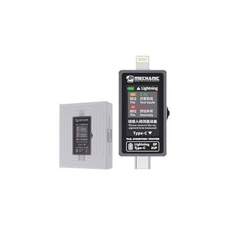 TESTER RILEVATORE DI TENSIONE E CORRENTE LIGHTNING/USB-C MECHANIC T-824