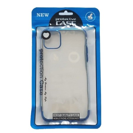 COVER PROTEZIONE APPLE IPHONE 11 PRO MAX - TPU TRASPARENTE/BLU