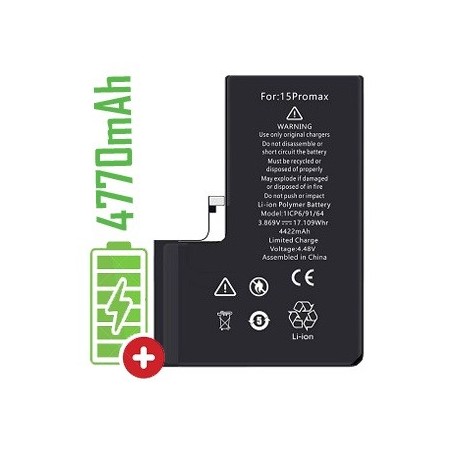 BATTERIA APPLE IPHONE 15 PRO MAX - MAGGIORATA 4770mAh