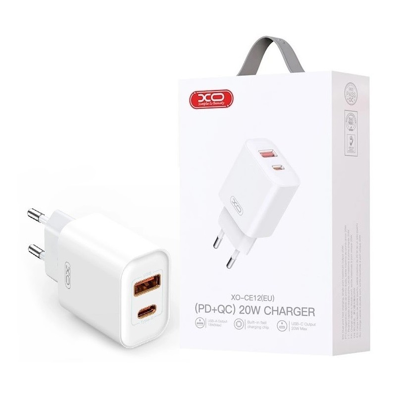 CARICABATTERIE USB TYPE-C FAST CHARGER 3A 20W BIANCO XO-CE12 CARICABATTERIE USB TYPE-C FAST CHARGER 3A 20W BIANCO XO-CE12