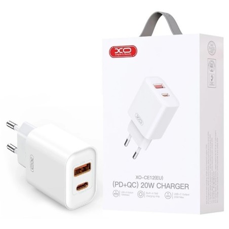 CARICABATTERIE USB   TYPE-C FAST CHARGER 3A 20W BIANCO XO-CE12