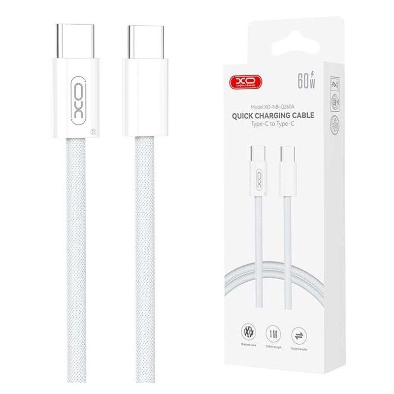 CAVO APPLE HUAWEI SAMSUNG XIAOMI TYPE-C / TYPE-C 1MT 60W BIANCO XO-NB-Q260A