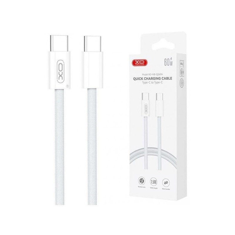 CAVO APPLE HUAWEI SAMSUNG XIAOMI TYPE-C / TYPE-C 1.5MT 60W BIANCO XO-NB-Q260A