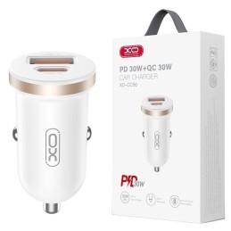 CARICABATTERIE DA AUTO TYPE-C + USB FAST CHARGER 30W BIANCO XO-CC56