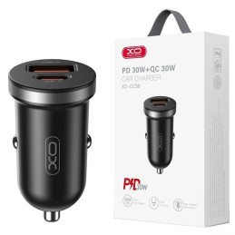 CARICABATTERIE DA AUTO TYPE-C + USB FAST CHARGER 30W NERO XO-CC56