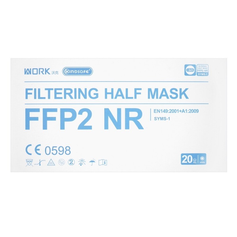 SET 20 PEZZI MASCHERINA FFP2 KN95 WORK (RESPIRATORE FFP2 KN95 CONFEZIONATE SINGOLARMENTE)