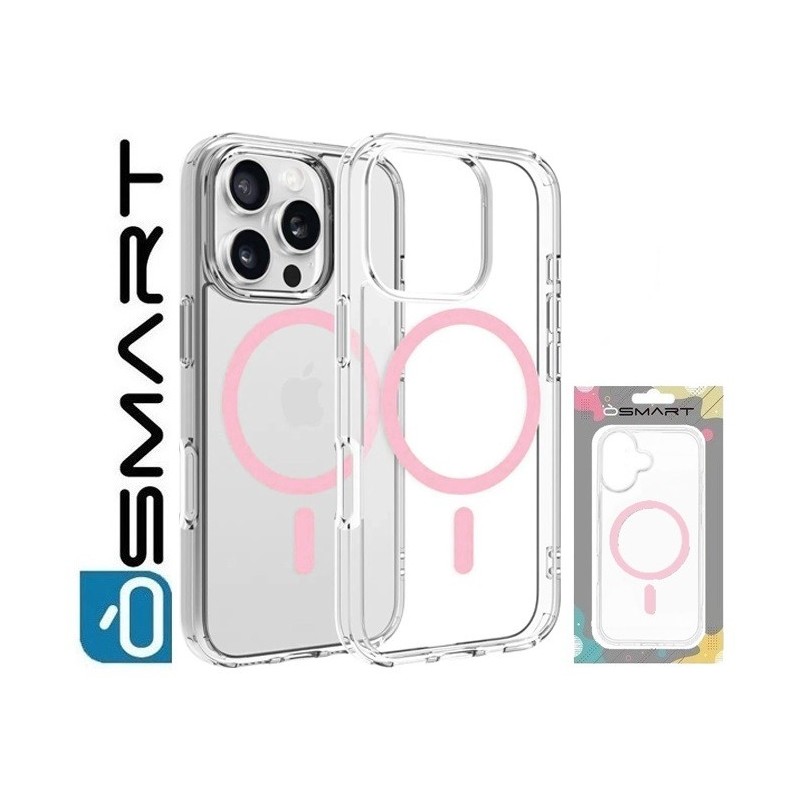 COVER PROTEZIONE APPLE IPHONE 16 - MAGSAFE TPU TRASPARENTE ANELLO ROSA COVER PROTEZIONE APPLE IPHONE 16 - MAGSAFE TPU TRASPARENTE ANELLO ROSA