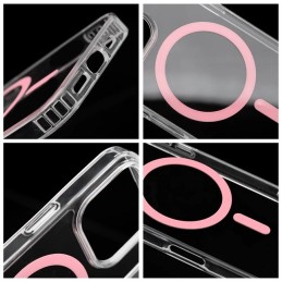 COVER PROTEZIONE APPLE IPHONE 16 - MAGSAFE TPU TRASPARENTE ANELLO ROSA