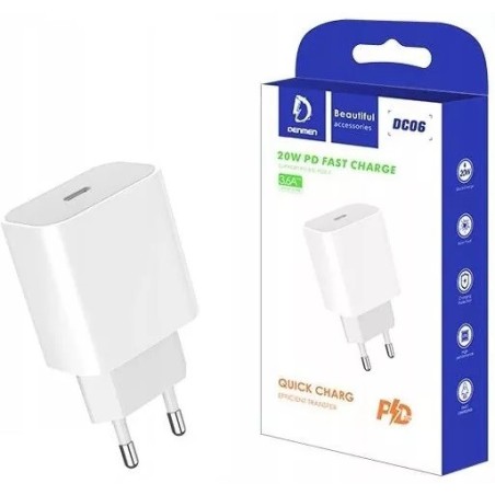 CARICABATTERIE TYPE-C FAST CHARGER 3.6A 20W BIANCO VDENMENV DC06