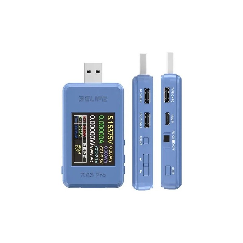 USB TESTER  INTELLIGENTE TENSIONE BATTERIA RELIFE XA3 PRO