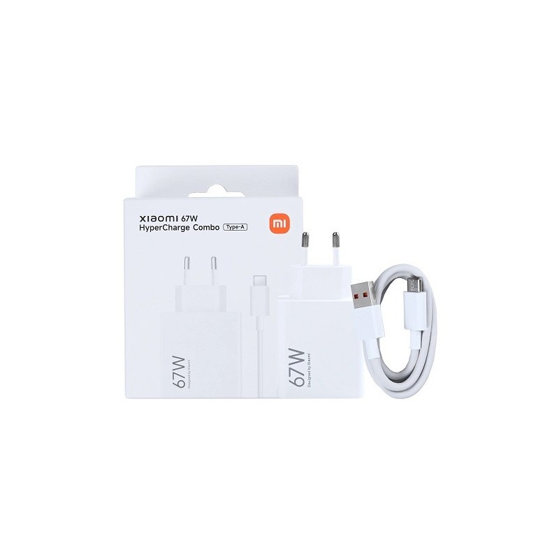 CARICABATTERIE USB + CAVO TYPE-C XIAOMI FAST CHARGER BHR9465EU BIANCO 67W
