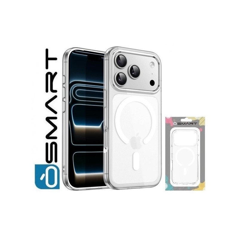 COVER PROTEZIONE APPLE IPHONE 17 PRO - MAGSAFE TPU TRASPARENTE ANELLO BIANCO