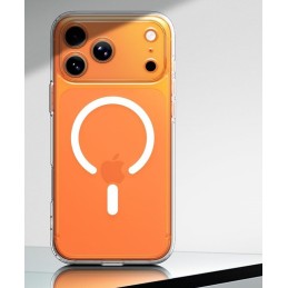 COVER PROTEZIONE APPLE IPHONE 17 PRO - MAGSAFE TPU TRASPARENTE ANELLO BIANCO