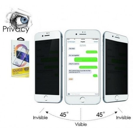 VETRO TEMPERATO APPLE IPHONE 7 - 3D BORDINO BIANCO ANTI-SPY
