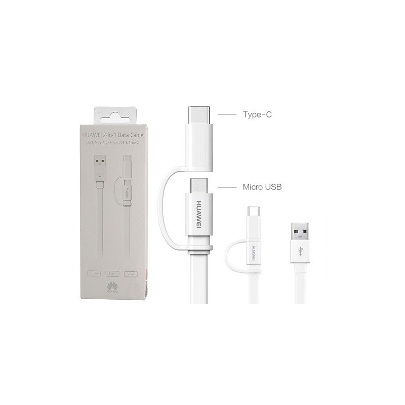 CAVO DATI MICRO USB E TYPE-C (2 IN 1) HUAWEI BIANCO AP55S