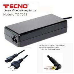 ALIMENTATORE TECNO 7028 X VIDEOCAMERE 12V 5A CONN. 5,5*2,5MM