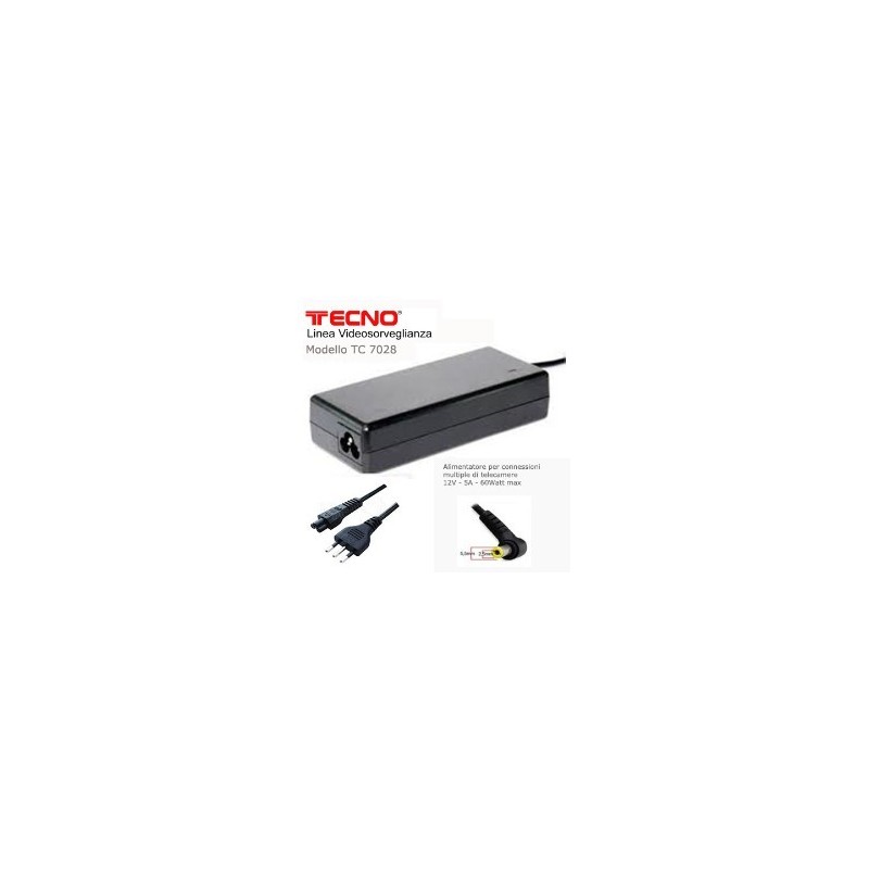 ALIMENTATORE TECNO 7028 X VIDEOCAMERE 12V 5A CONN. 5,5*2,5MM