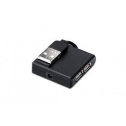 HUB USB 2.0 MINI 4 PORTE DIGITUS COLORE NERO DIMENSIONI COMPATTE