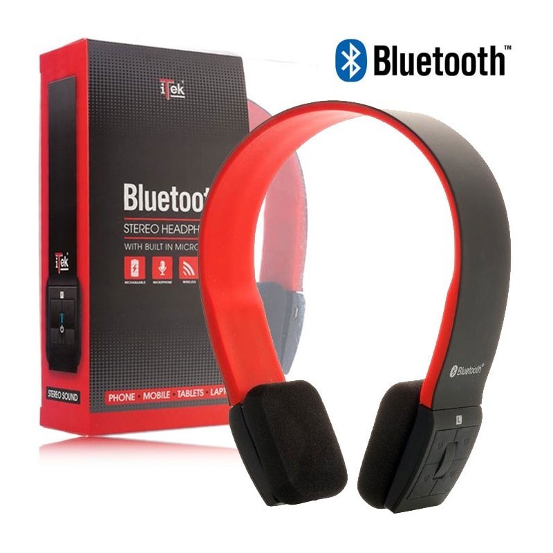 CUFFIE BLUETOOTH ITEK ITEH03LBR CON MICROFONO INTEGRATO RED-BLACK