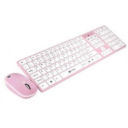 KIT TASTIERA E MOUSE ULTRAFLAT USB KEYTECK ROSA