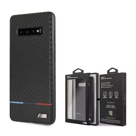 COVER PROTEZIONE SAMSUNG GALAXY S10 PLUS SM-G975 - BMW CARBON TRICOLOR (Mod. BMHCS10PPUCARTCBK)