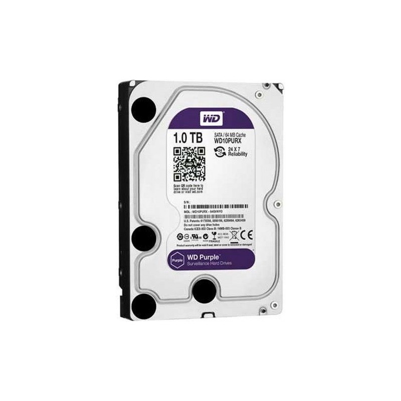 HD 3, 5" 1 TB SATA-3 SURVEILLANCE 64MB, IDEALE PER AUDIO/VIDEO, WD10PURZ