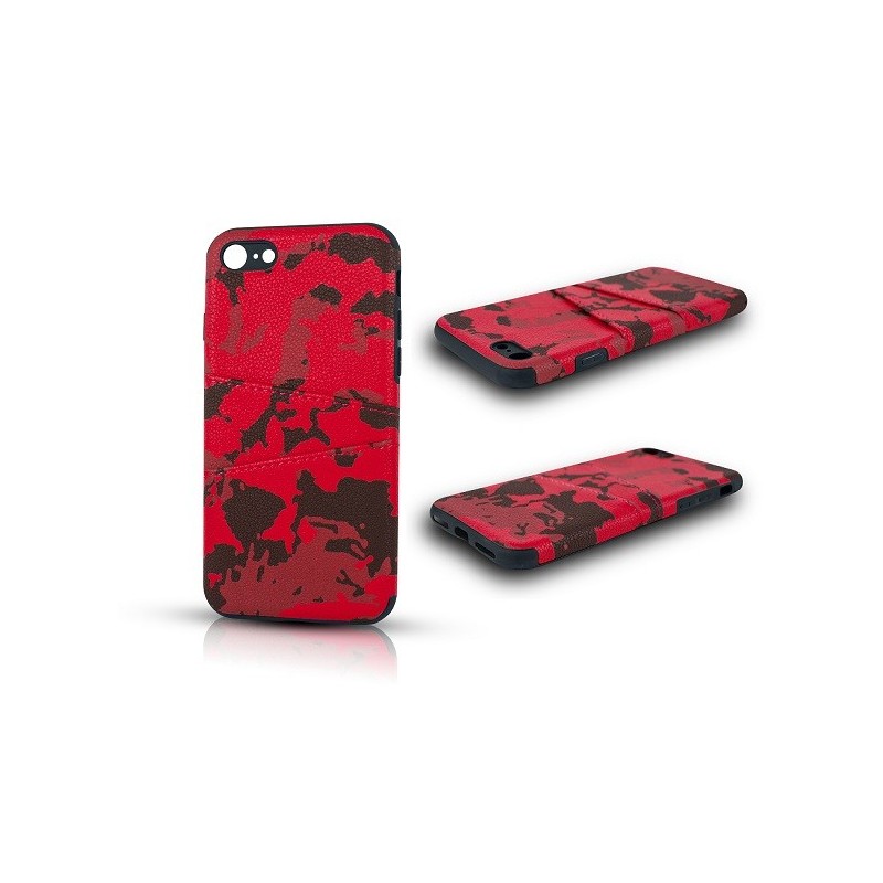 COVER PROTEZIONE HUAWEI Y6 2018 - TPU CAMOUFLAGE ROSSO